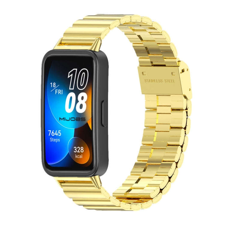 For Huawei Band 8 / 9 / 10 Mijobs Bamboo Buckle Stainless Steel Watch Band(Gold)