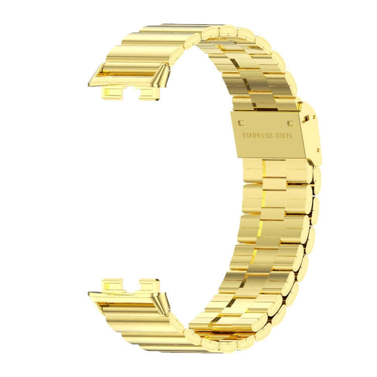 For Huawei Band 8 / 9 / 10 Mijobs Bamboo Buckle Stainless Steel Watch Band(Gold)