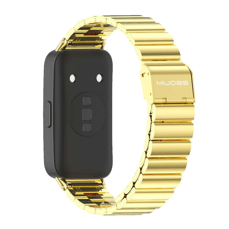 For Huawei Band 8 / 9 / 10 Mijobs Bamboo Buckle Stainless Steel Watch Band(Gold)