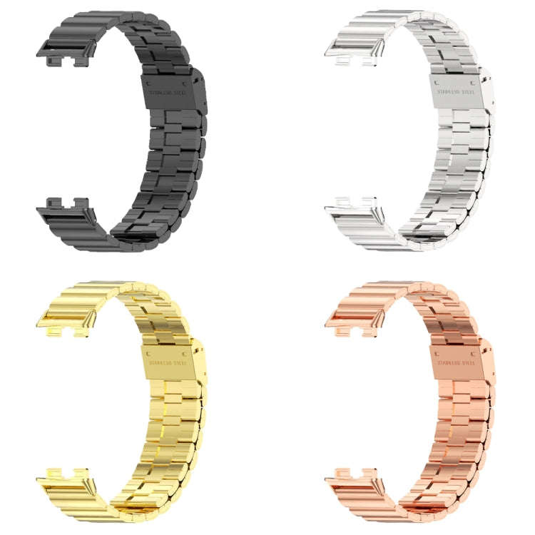 For Huawei Band 8 / 9 / 10 Mijobs Bamboo Buckle Stainless Steel Watch Band(Black)