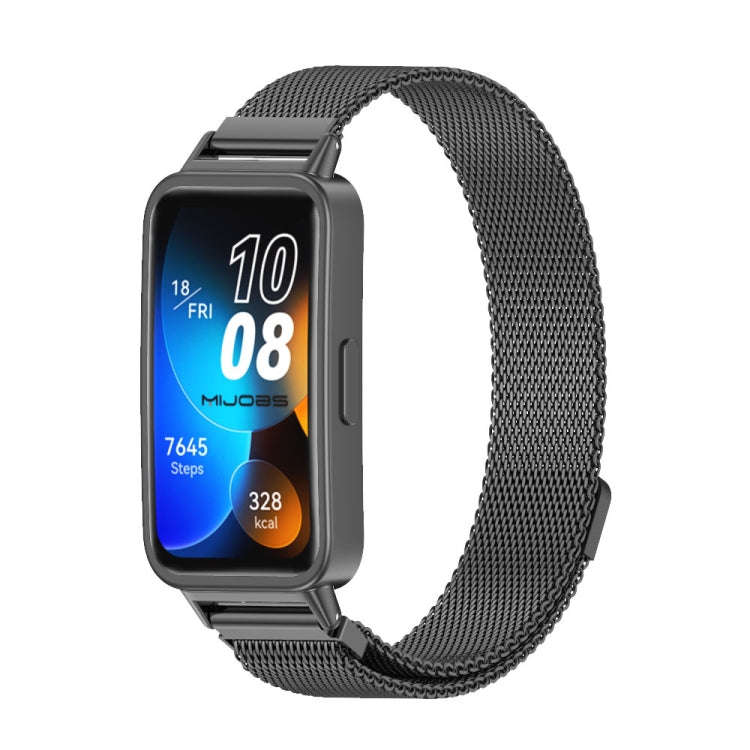 For Huawei Band 8 / 9 / 10 Mijobs Milan Magnetic Stainless Steel Watch Band(Black)