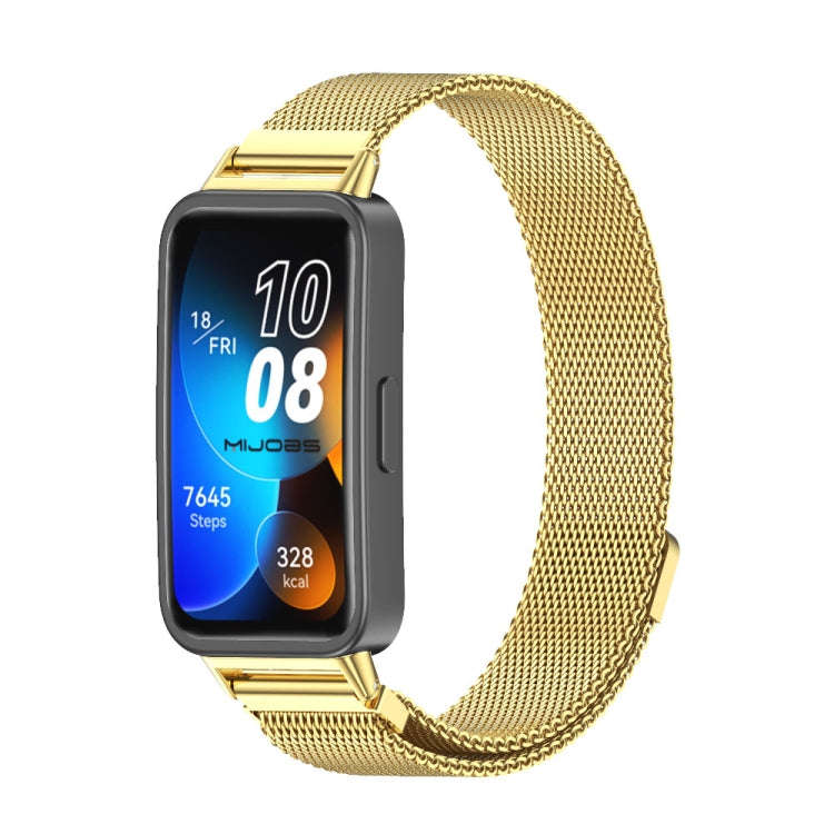 For Huawei Band 8 / 9 / 10 Mijobs Milan Magnetic Stainless Steel Watch Band(Gold)