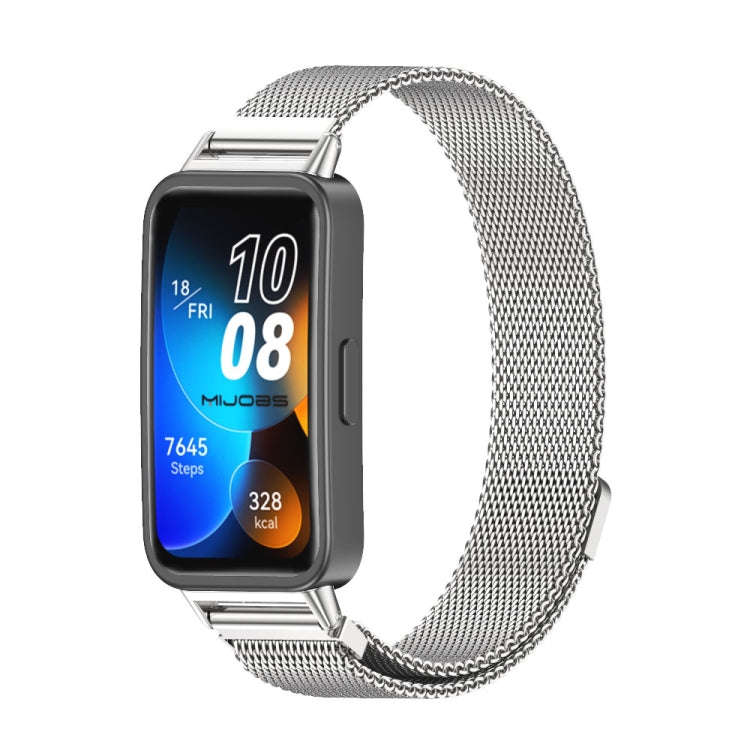 For Huawei Band 8 / 9 / 10 Mijobs Milan Magnetic Stainless Steel Watch Band(Silver)