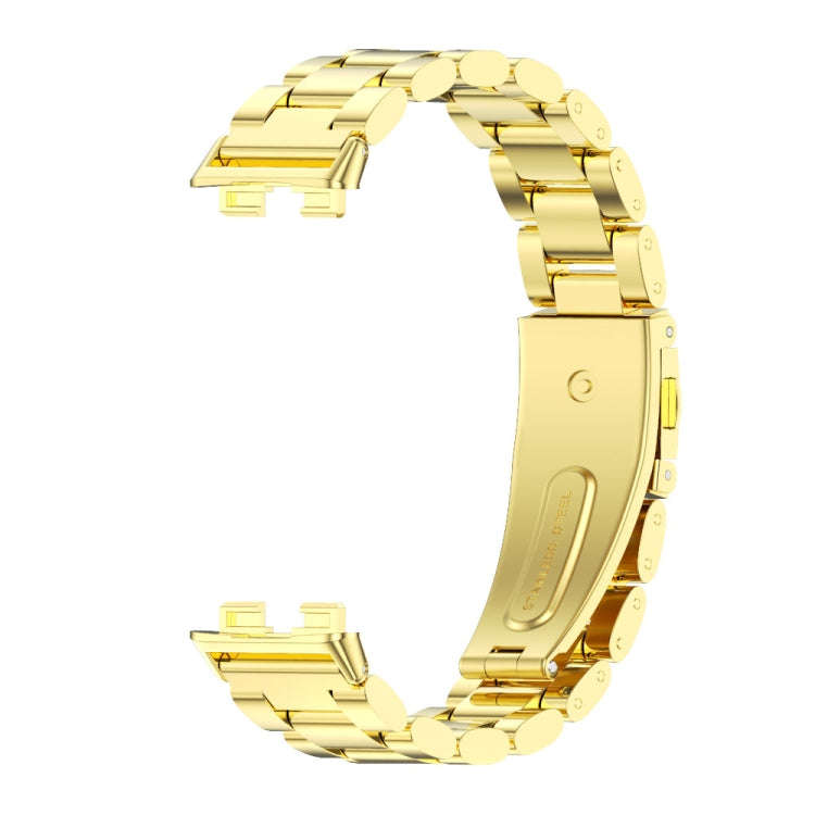 For Huawei Band 8 / 9 / 10 Mijobs Three Bead Bamboo Stainless Steel Watch Band(Gold)