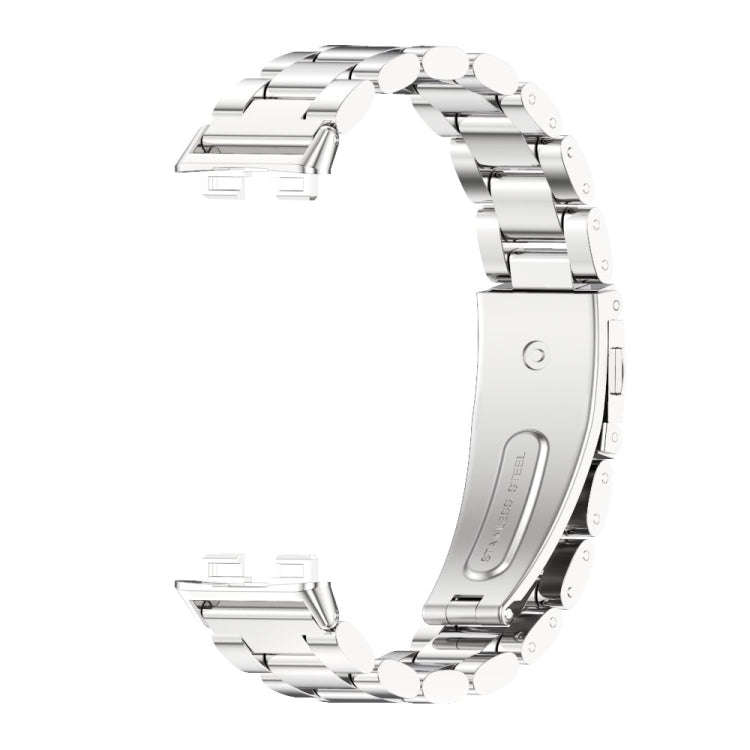 For Huawei Band 8 / 9 / 10 Mijobs Three Bead Bamboo Stainless Steel Watch Band(Silver)