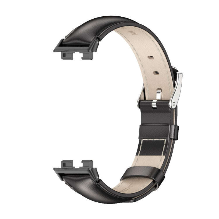 For Huawei Band 8 / 9 / 10 Mijobs Cowhide Leather Watch Band(Black)
