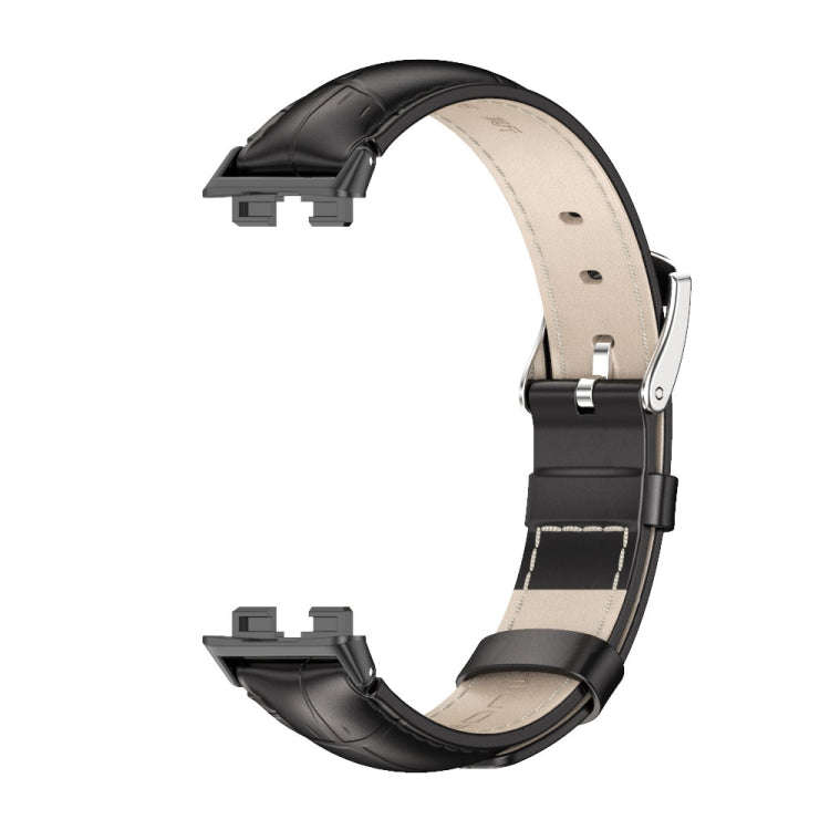 For Huawei Band 8 / 9 / 10 Mijobs Cowhide Leather Watch Band(Bamboo Black)