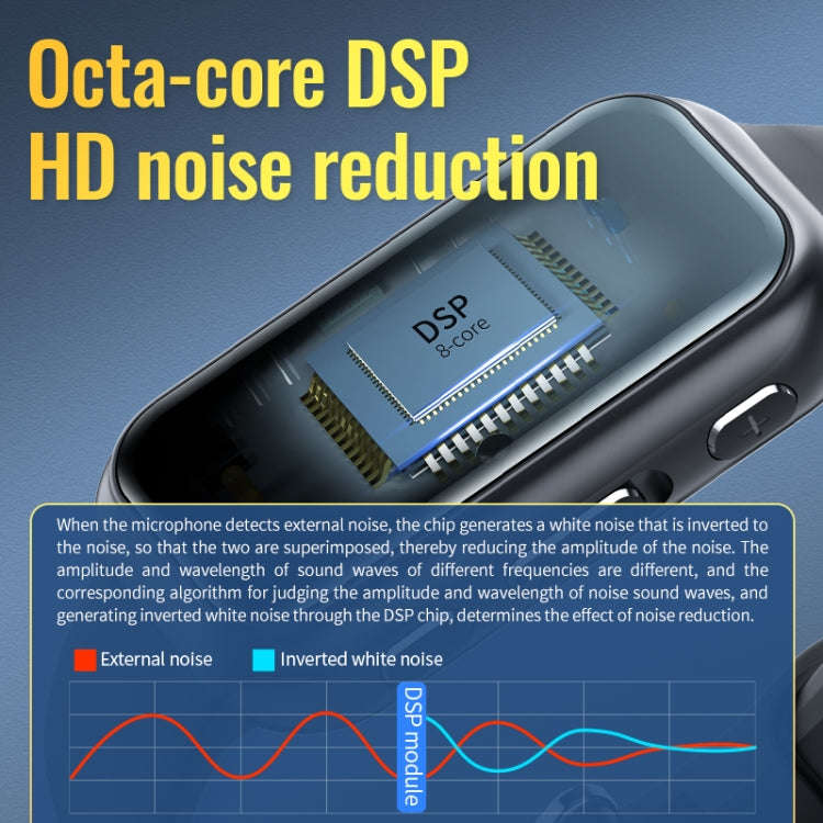 JNN S16 Smart HD Noise Reduction Bluetooth MP3 Voice Control Recording Bracelet, Memory:8GB