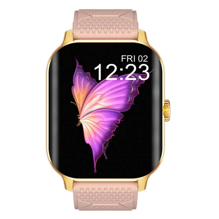F12 2.02 inch Curved Screen Smart Watch Supports Voice Call/Blood Sugar Detection(Gold + Pink)