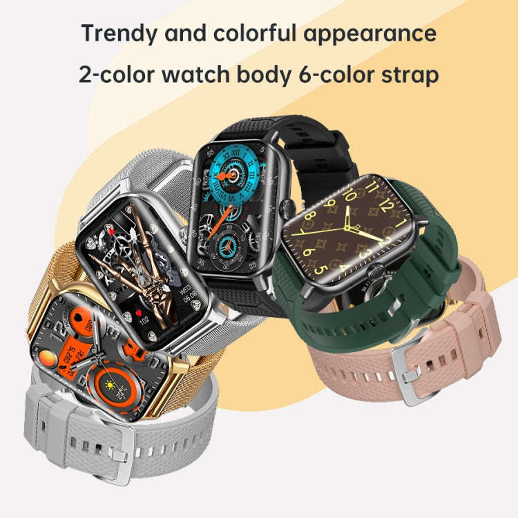 F12 2.02 inch Curved Screen Smart Watch Supports Voice Call/Blood Sugar Detection(Gold + Pink)