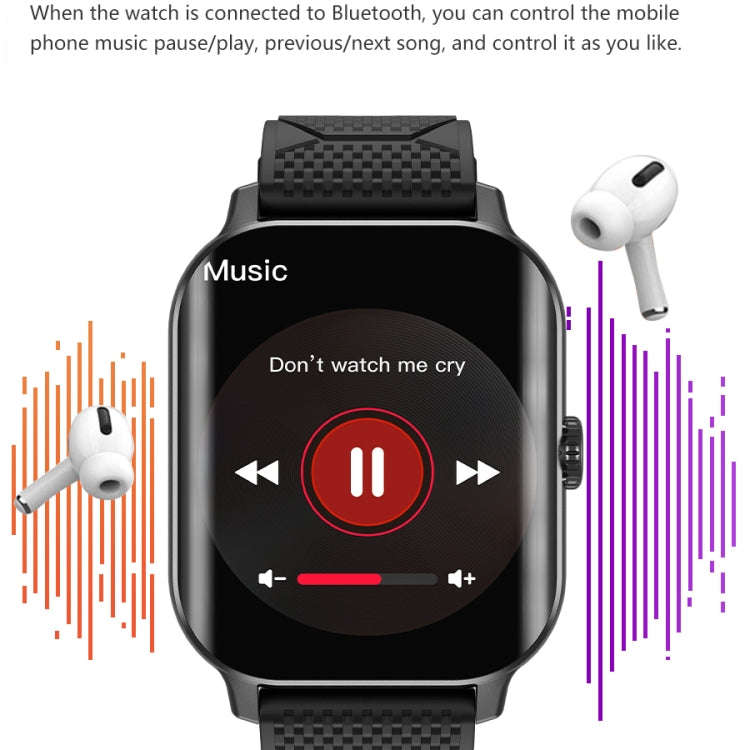 F12 2.02 inch Curved Screen Smart Watch Supports Voice Call/Blood Sugar Detection(Black)