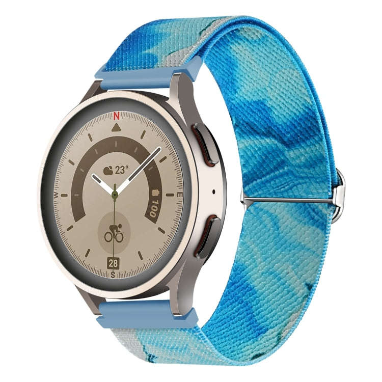 For Coros Pace 2 / Coros Apex 42mm 20mm Painted Colorful Nylon Woven Buckle Watch Band(Ocean Blue)