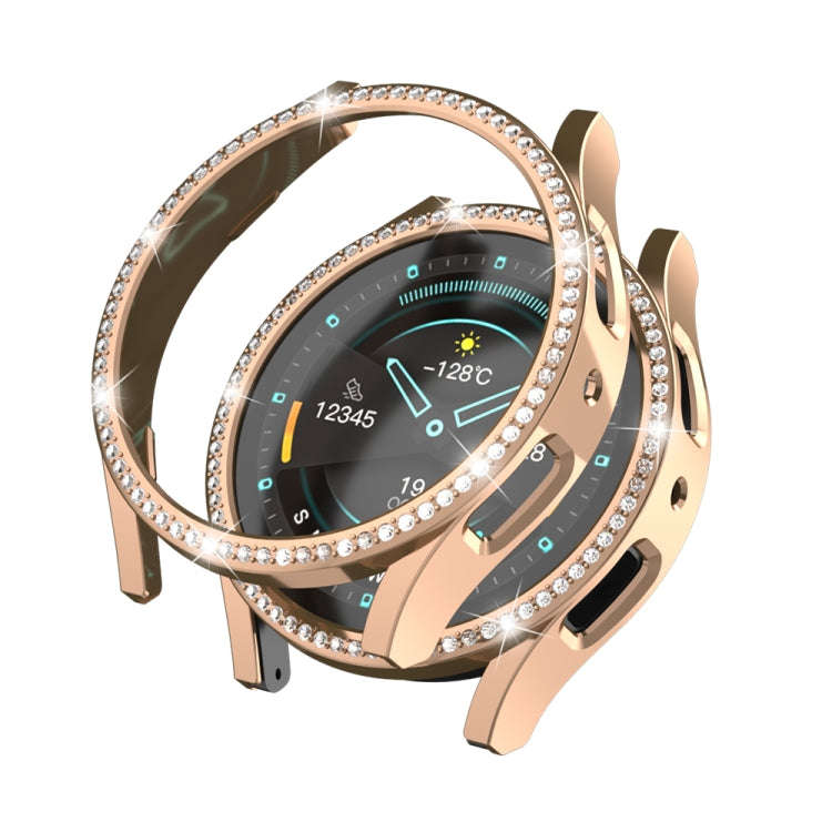 For Samsung Galaxy Watch 6 40mm Diamond Hollow PC Watch Protective Case(Rose Gold)