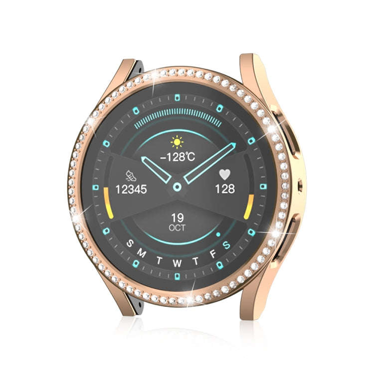 For Samsung Galaxy Watch 6 40mm Diamond Hollow PC Watch Protective Case(Rose Gold)