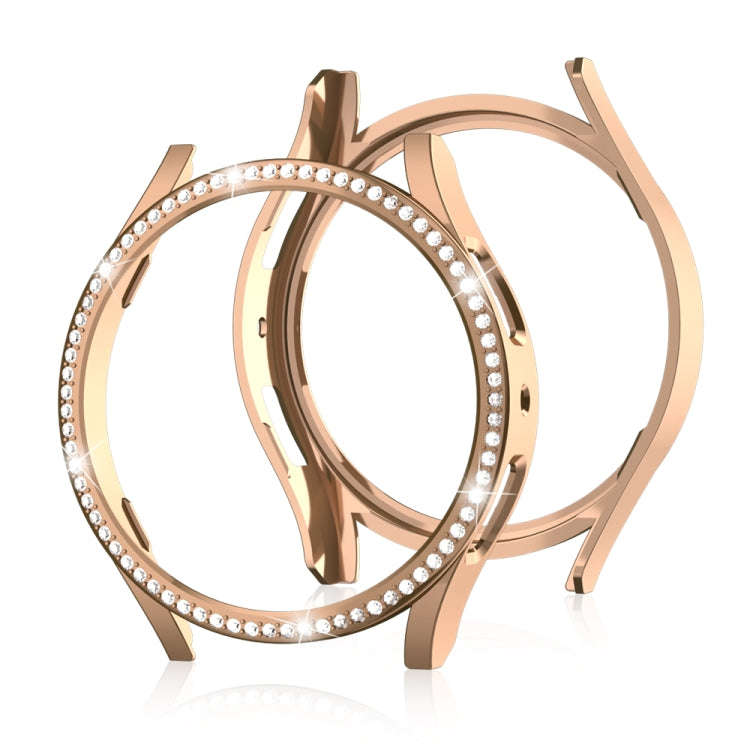 For Samsung Galaxy Watch 6 40mm Diamond Hollow PC Watch Protective Case(Rose Gold)
