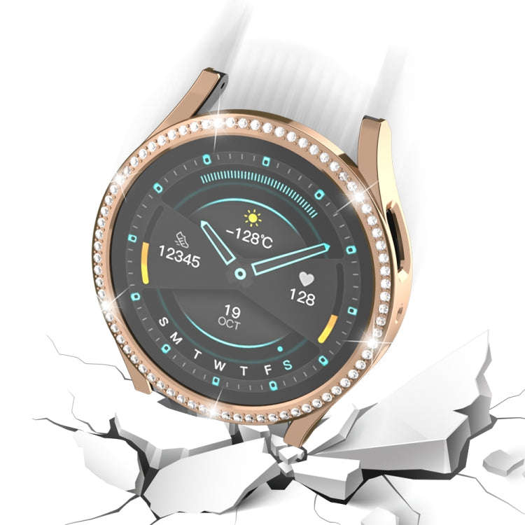 For Samsung Galaxy Watch 6 40mm Diamond Hollow PC Watch Protective Case(Rose Gold)