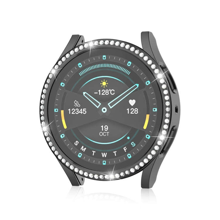 For Samsung Galaxy Watch 6 44mm Diamond Hollow PC Watch Protective Case(Black)
