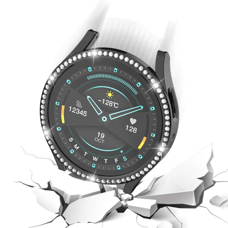 For Samsung Galaxy Watch 6 44mm Diamond Hollow PC Watch Protective Case(Black)