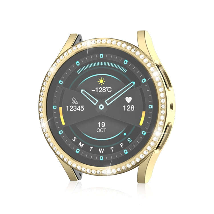 For Samsung Galaxy Watch 6 44mm Diamond Hollow PC Watch Protective Case(Gold)