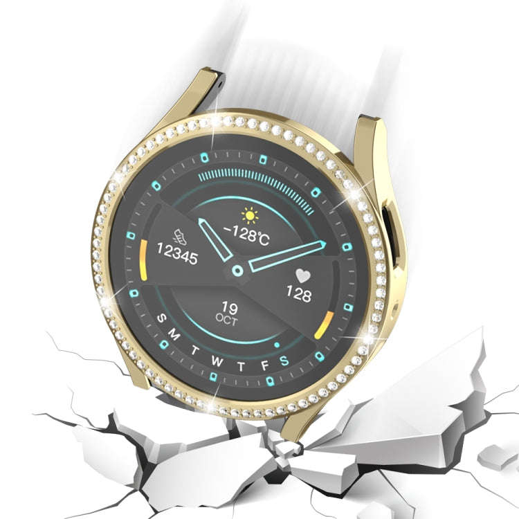 For Samsung Galaxy Watch 6 44mm Diamond Hollow PC Watch Protective Case(Gold)