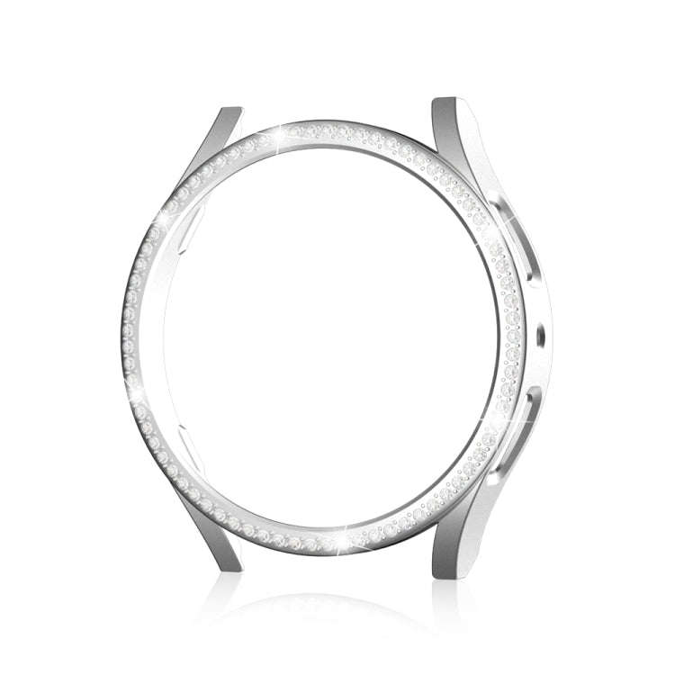 For Samsung Galaxy Watch 6 44mm Diamond Hollow PC Watch Protective Case(Silver)