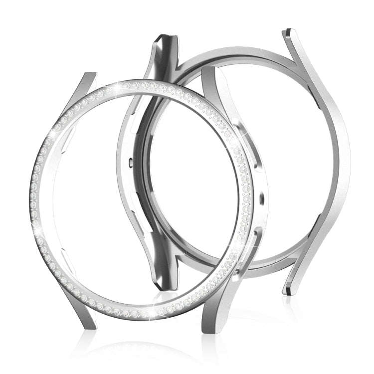 For Samsung Galaxy Watch 6 44mm Diamond Hollow PC Watch Protective Case(Silver)