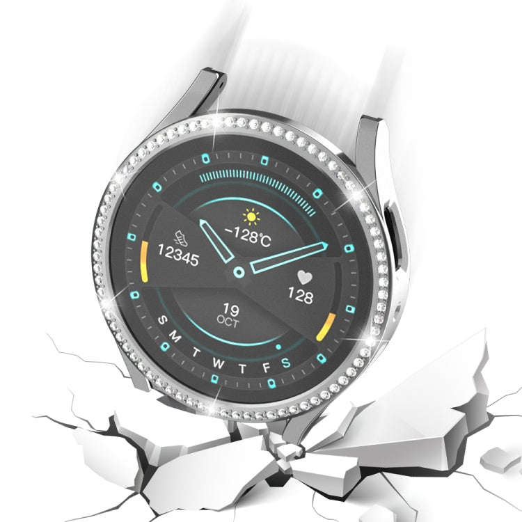 For Samsung Galaxy Watch 6 44mm Diamond Hollow PC Watch Protective Case(Silver)