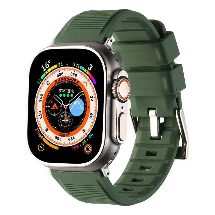 For Apple Watch 8 41mm Double Ring Silicone Watch Band(Army Green)
