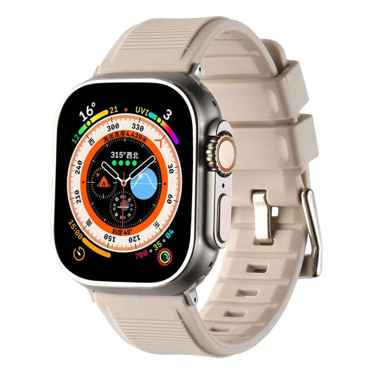For Apple Watch 4 44mm Double Ring Silicone Watch Band(Starlight)