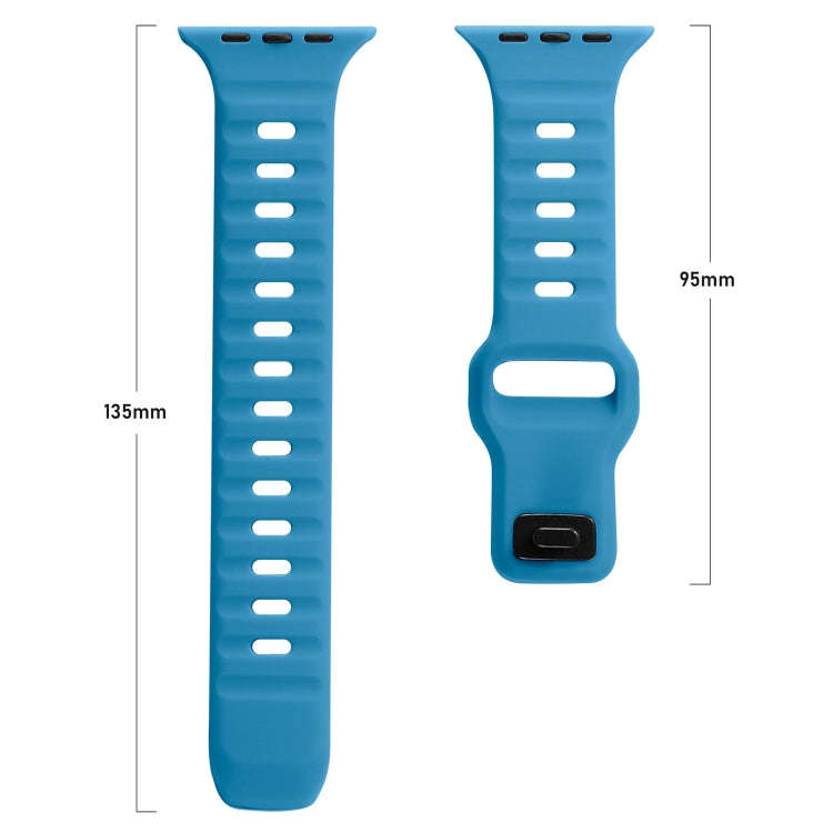 For Apple Watch Ultra 49mm Square Buckle Stripes Silicone Watch Band(Dark Blue)