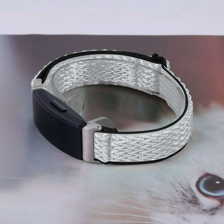 For Fitbit Inspire 3 Buckle Wave Braided Nylon Watch Band(White Black)