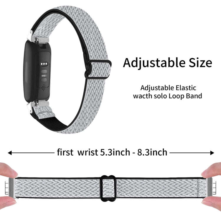 For Fitbit Inspire 3 Buckle Wave Braided Nylon Watch Band(White Black)