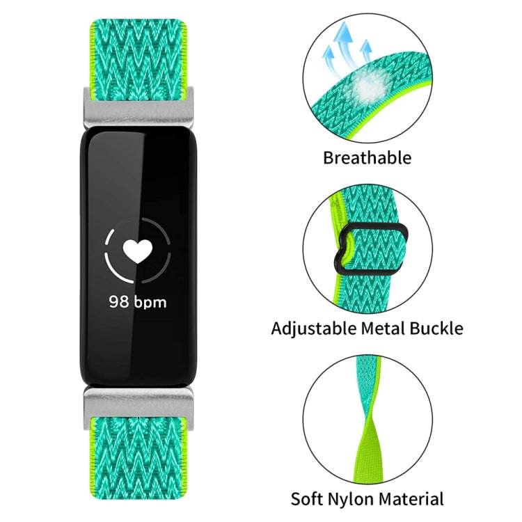 For Fitbit Inspire 3 Buckle Wave Braided Nylon Watch Band(Mint Green)