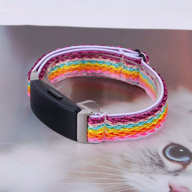 For Fitbit Inspire 3 Buckle Wave Braided Nylon Watch Band(Rainbow)