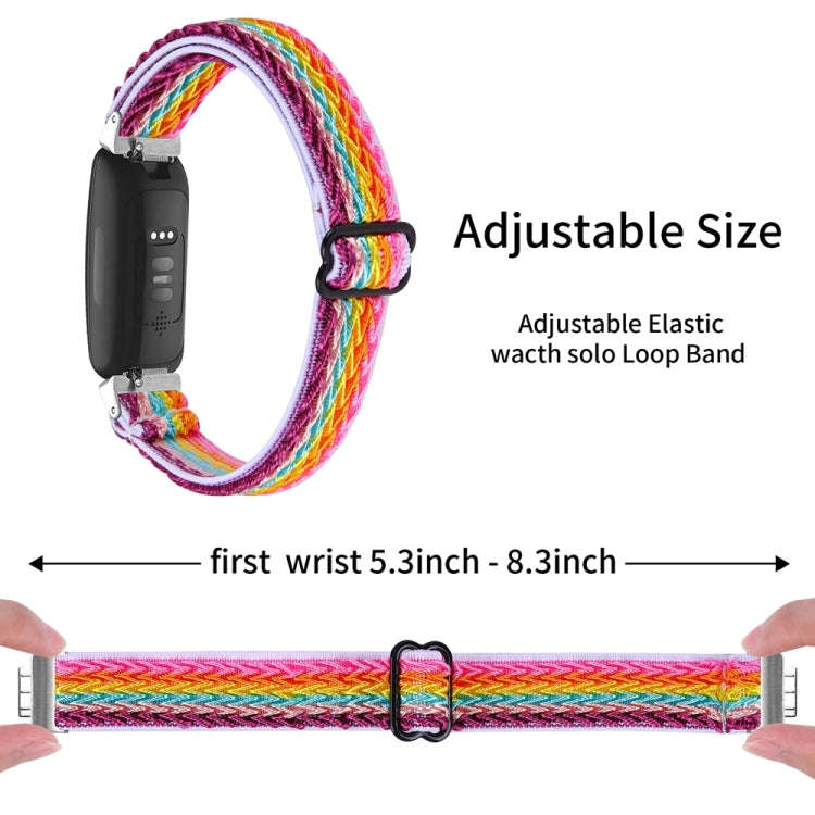 For Fitbit Inspire 3 Buckle Wave Braided Nylon Watch Band(Rainbow)