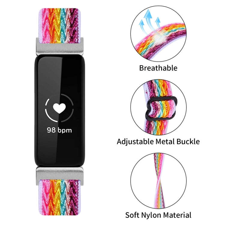 For Fitbit Inspire 3 Buckle Wave Braided Nylon Watch Band(Rainbow)