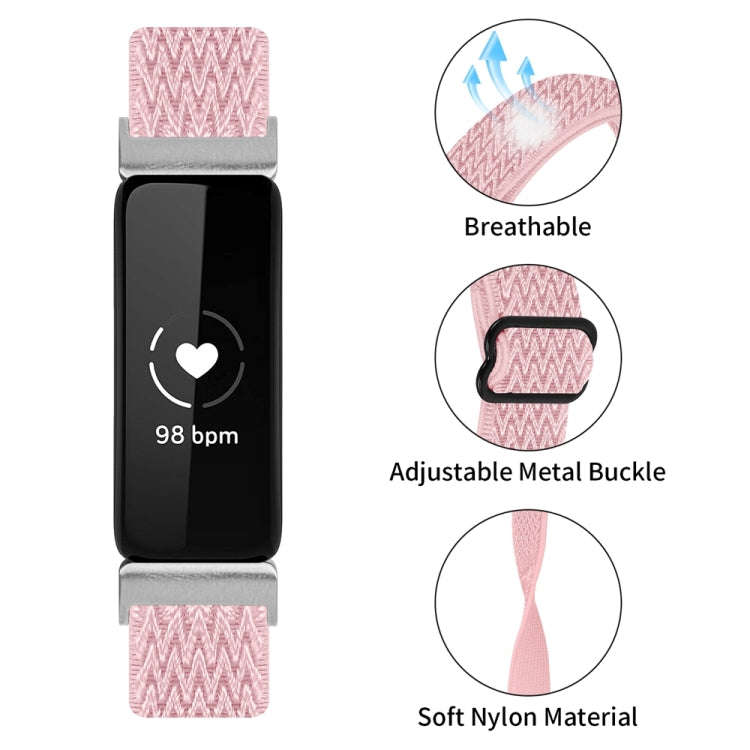 For Fitbit Inspire 3 Buckle Wave Braided Nylon Watch Band(Pink)