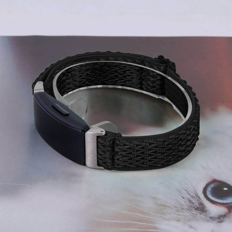 For Fitbit Inspire 3 Buckle Wave Braided Nylon Watch Band(Black)