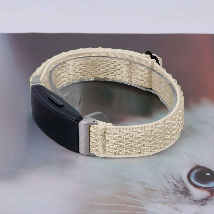 For Fitbit Inspire 3 Buckle Wave Braided Nylon Watch Band(Apricot Color)