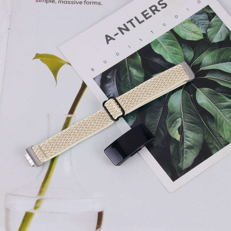 For Fitbit Inspire 3 Buckle Wave Braided Nylon Watch Band(Apricot Color)