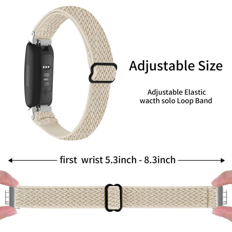 For Fitbit Inspire 3 Buckle Wave Braided Nylon Watch Band(Apricot Color)