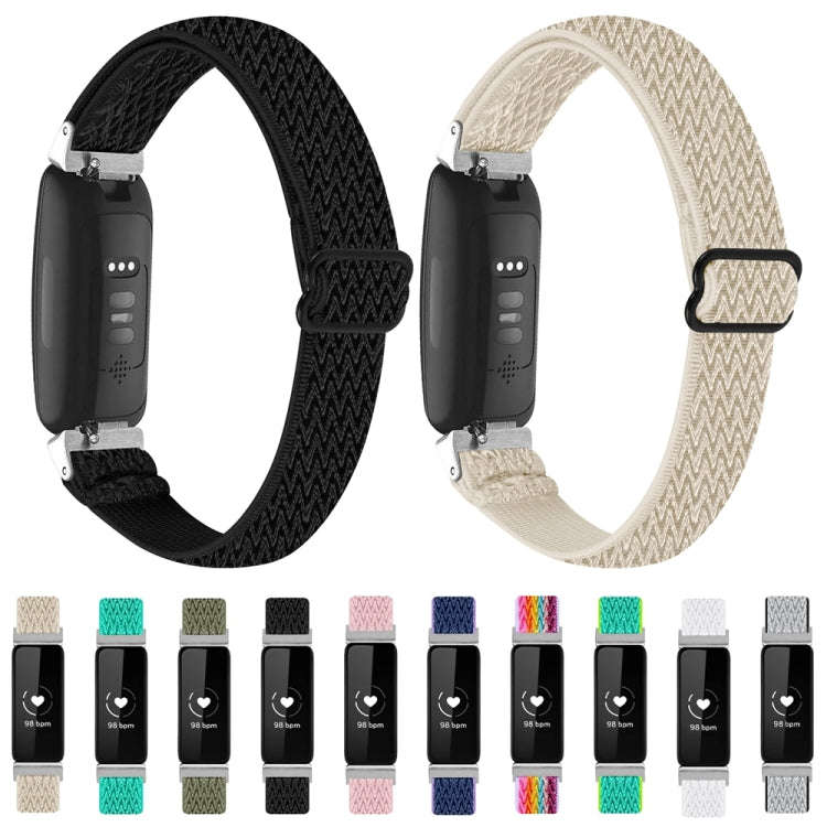 For Fitbit Inspire 3 Buckle Wave Braided Nylon Watch Band(Rainbow)