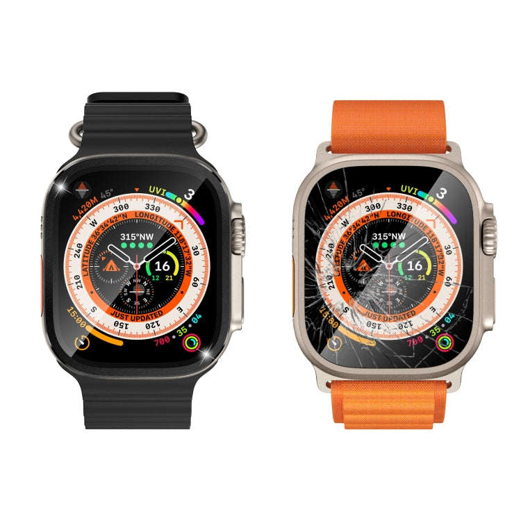 For Apple Watch Ultra 49mm Aluminum Alloy Frame Integrated Tempered Film(Black)
