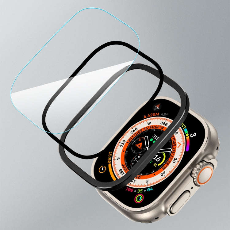For Apple Watch Ultra 49mm Aluminum Alloy Frame Integrated Tempered Film(Black)