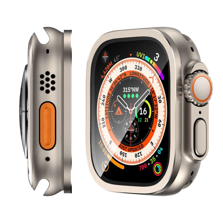For Apple Watch Ultra 49mm Aluminum Alloy Frame Integrated Tempered Film(Original Color)