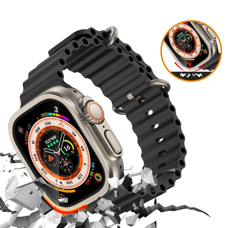 For Apple Watch Ultra 49mm Aluminum Alloy Frame Integrated Tempered Film(Original Color)