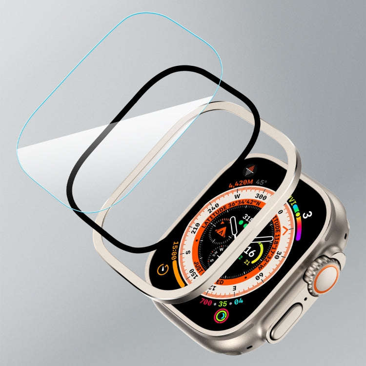 For Apple Watch Ultra 49mm Aluminum Alloy Frame Integrated Tempered Film(Original Color)