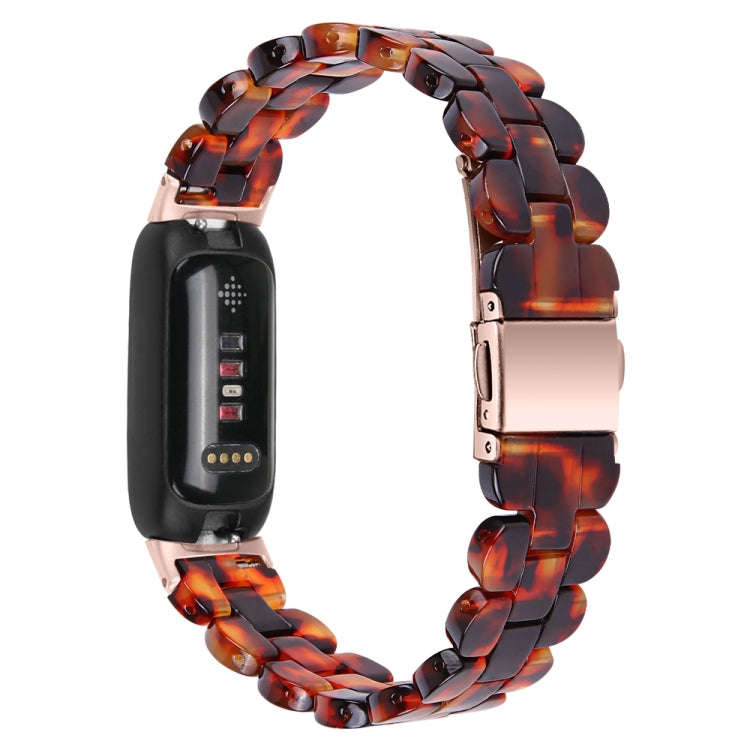 For Fitbit Inspire 3 Oval Resin Replacement Watch Band(Tortoiseshell)