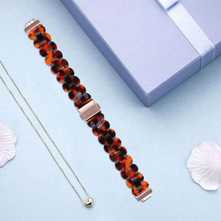 For Fitbit Inspire 3 Oval Resin Replacement Watch Band(Tortoiseshell)