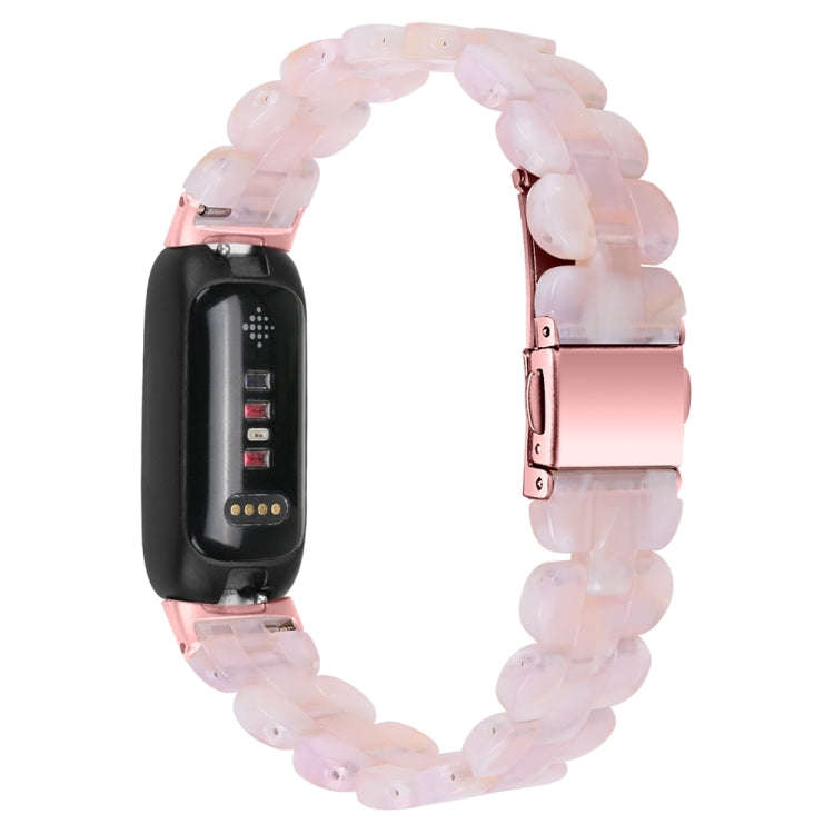 For Fitbit Inspire 3 Oval Resin Replacement Watch Band(Pink Flower)